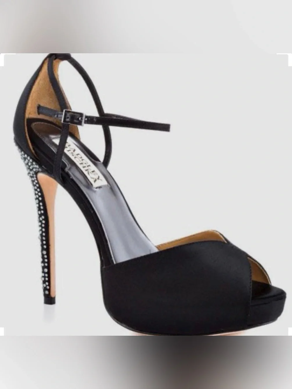 NEW! Badgley Mischka Violeta open-toe pumps with Rhinestones Sz 9.5